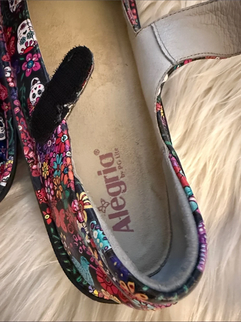 Alegria Black Multicolor Floral & Skull Mary Jane Shoes